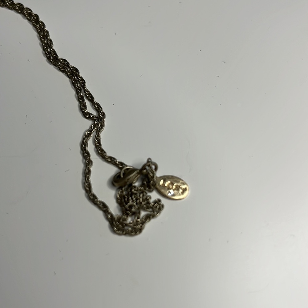 Ann Taylor LOFT two tone geometric diamond drop  pendant necklace - Picture 4 of 4